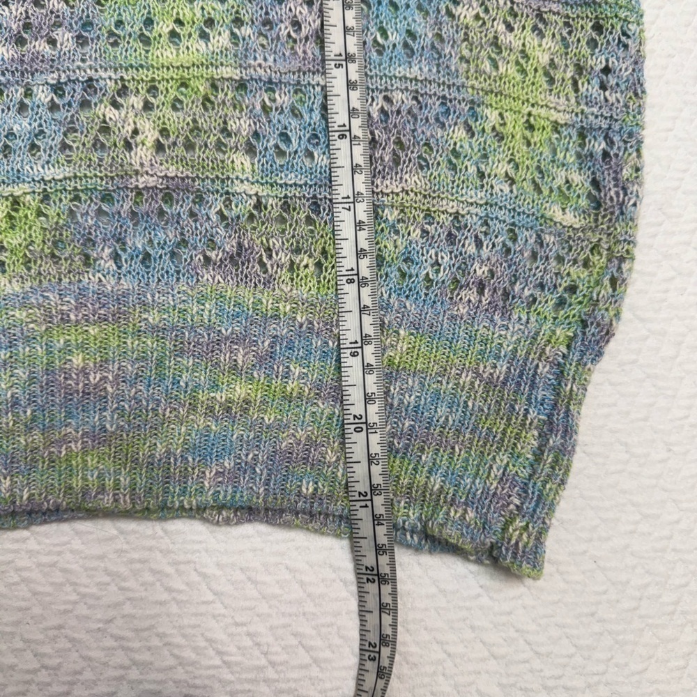 Black Tape Open-Stitch Green Blue Pullover Crew Neck Sweater Size S - Picture 10 of 12
